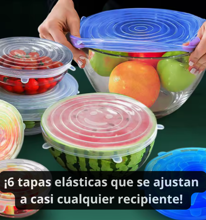 Set de 6 Tapas Elásticas Silicona Reutilizable