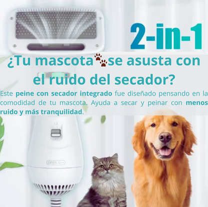 Cepillo Secador de pelo para Mascotas 2 en 1